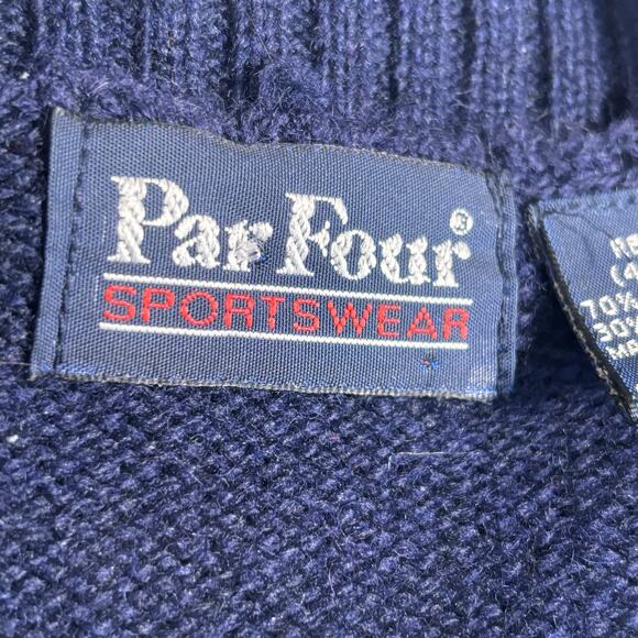 Vintage Par Four Sportswear Fair Isle Sweater Vest Navy Red Wool Blend Large - Picture 7 of 9